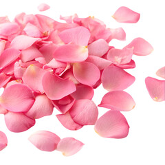Obraz premium Pink rose petals scattered isolated on transparent background