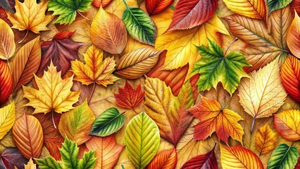 Fototapeta premium Abstract Autumn Leaves Background. Floral Wallpaper Design for Home Decor & Fabric Prints