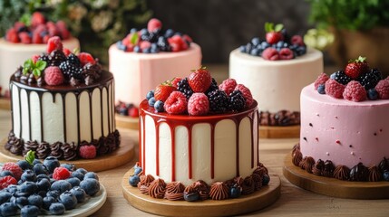 Delectable Berry Cakes: A Delightful Arrangement of Exquisitely Decorated Cakes