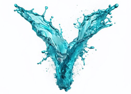 4K Animated Turquoise Water Splash Y Letter Alpha Matte Stock Photo