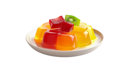 Colorful fruit jelly dessert in a bowl sweet treat