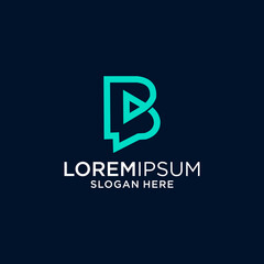 Teal Play Button Letter B Logo Design