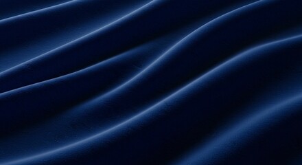 Fototapeta premium Dark blue fabric texture with soft flowing waves