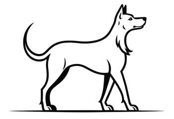 Elegant Dog Outline Drawing - Stylish Canine Line Art Vector
