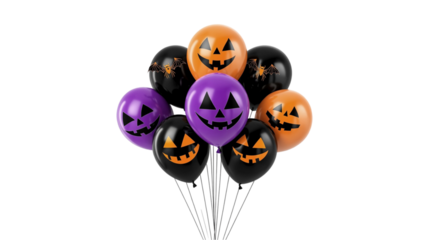 Halloween Jack-o-lantern Balloons Festive Party Decor, Isolated on Transparent Background