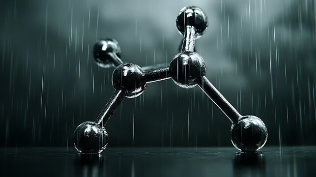 Molecular model under rain - science presentation - Powered by Adobe