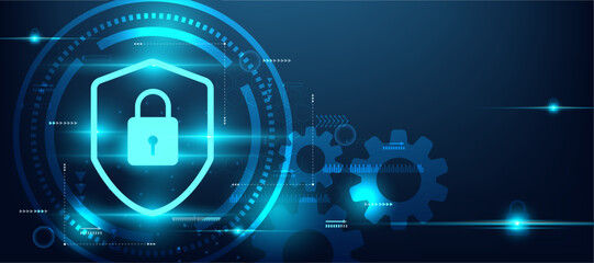 cyber lock  protection concept blue tech abstract background