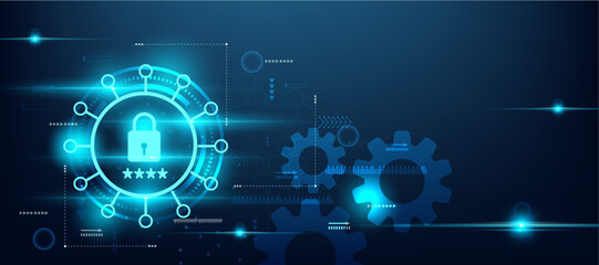 cyber lock password protection concept blue tech abstract background