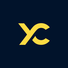 Yellow Intertwined XC Monogram Logo on Dark Blue Background