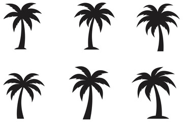 short and bushy palm tree vector silhouette