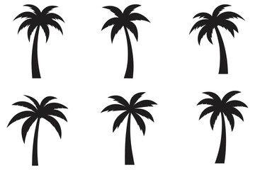 short and bushy palm tree vector silhouette