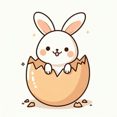 Obraz premium Cheerful Bunny with Eggshell