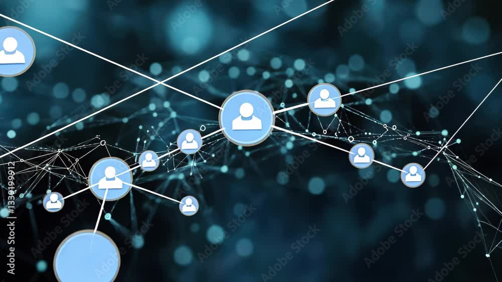 Aufkleber defocused blue background with particles and network connections creating a captivating visual exper