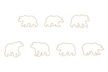 Grizzly Bear Outline Icon Set