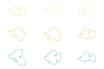 Guppy Fish Outline Icon Set