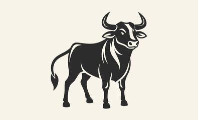 Bull silhouette, bull icon vector, cow silhouette illustration