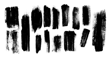 A collection of grunge brush strokes and hand drawn textures, including distressed and modern designs, is available in a set