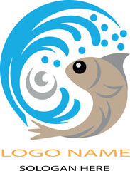 Jumping fish logo icon vector .