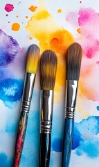 Obraz premium a group of brushes on a colorful background