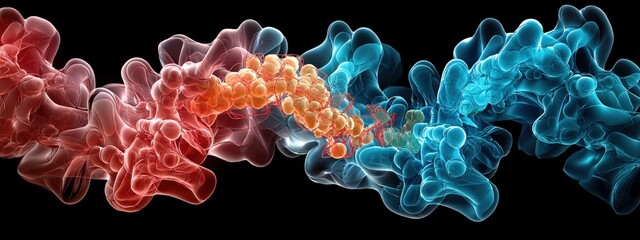 Obraz premium Colorful Abstract Representation of Molecular Structures and Interactions