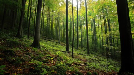 Allegheny National Forest. Pennsylvania Green Forest Hills in Autumn