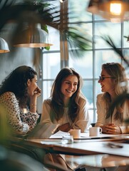Women Meeting Cafe Business Discussion.