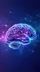Abstract Futuristic Brain Illustration with Glowing Connections