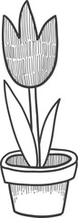 Doodle party flower pot icon. Abstract simple hand drawn sketch element, cute marker pen scribble sign. Vector border garland and frame icon.