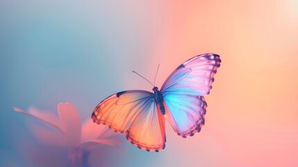 Dreamy Colorful Butterfly on a Soft Gradient Background
