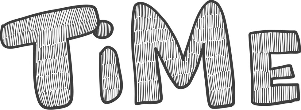 Doodle party time text icon. Abstract simple hand drawn sketch element, cute marker pen scribble sign. Vector border garland and frame icon.