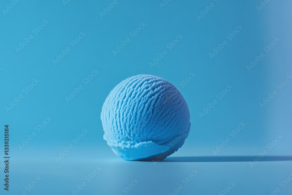 Aufkleber Bright blue ice cream scoop on a smooth surface creating a refreshing dessert experience