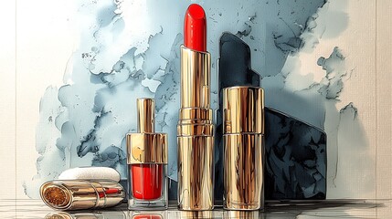 Luxurious makeup display on artistic background