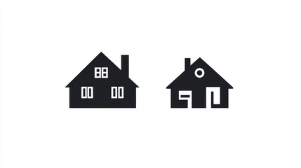 Simple House Icons on White Background (1)