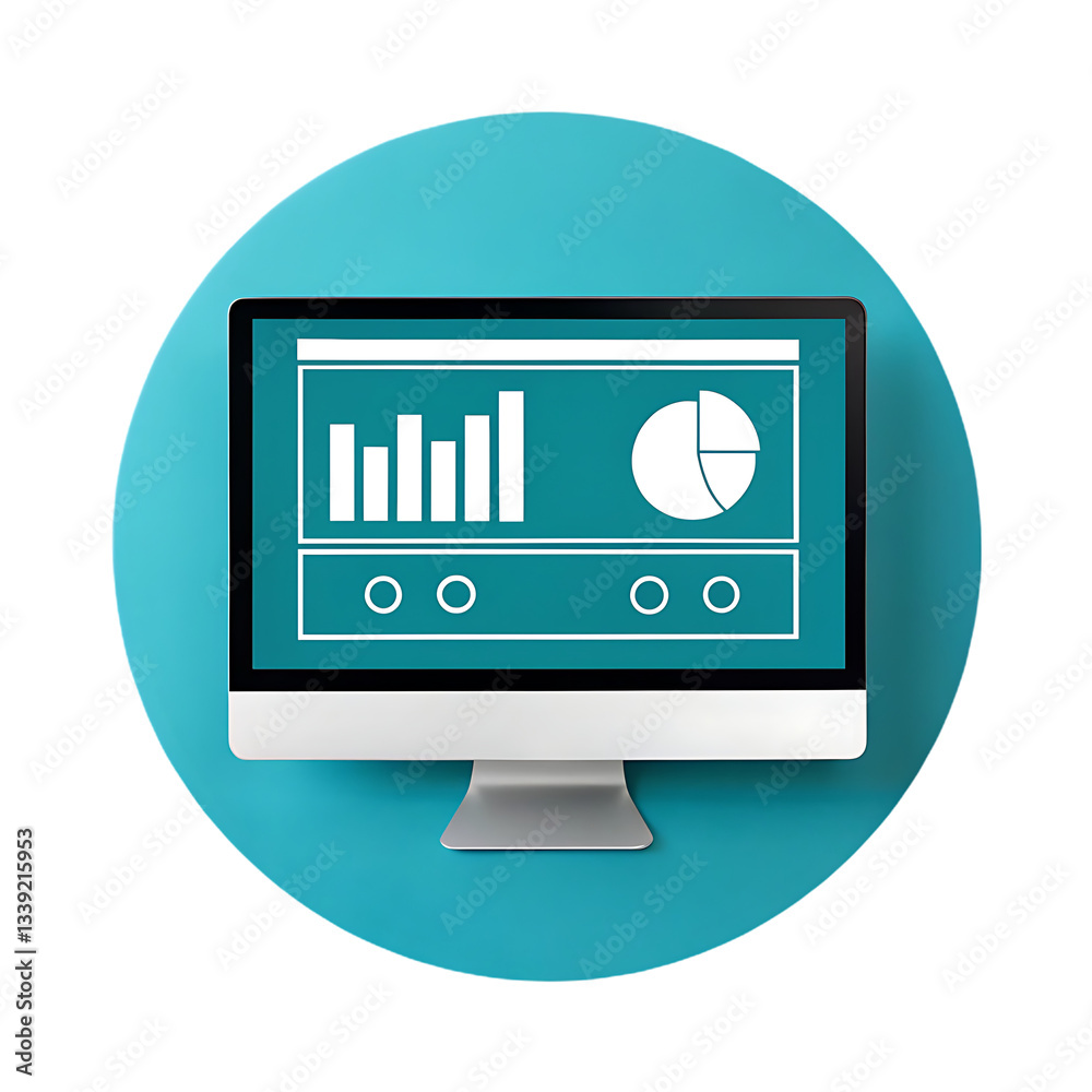 Poster computer screen displaying charts and graphs.
