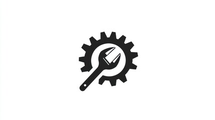 Wrench and Gear Icon, Maintenance Symbol