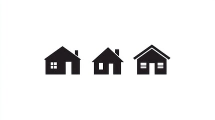 Simple House Icons on White Background