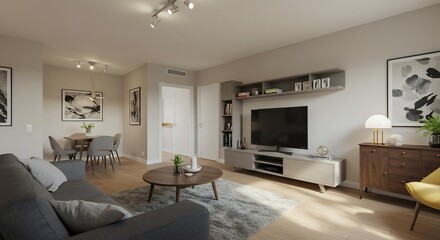 明るい日差しが差し込む、穏やかなリビング空間