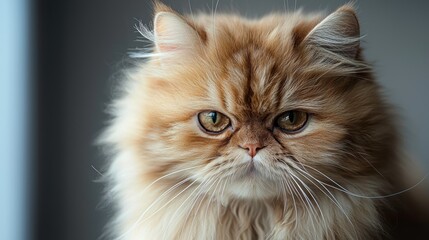 A close-up portrait of a fluffy Persian cat, showcasing its elegant features