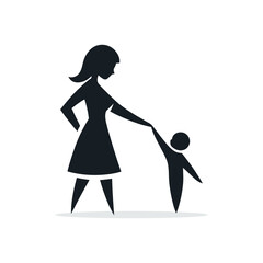 Minimalist Mother Holding Child Hand Silhouette Vector for Mother’s Day