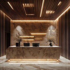 A luxury hotel reception area showcases modern interior design and style