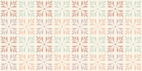 Fototapeta premium seamless pattern with floral motifs on a beige background