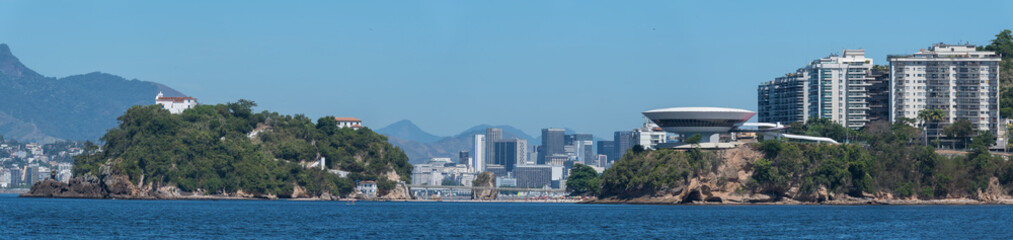 Panoramic view of the historic Boa Viagem Island and the modern MAC - Museum of Contemporary Art,...