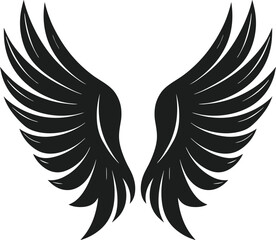 Black Feathered Wings Silhouette – Elegant Vector Illustration