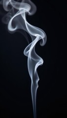 Thin tendrils of white smoke on black backdrop , clean, effect, tendrils