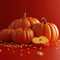 freshly picked pumpkins arranged in a cozy studio setting
