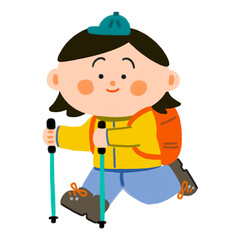 山に登る女性