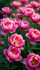 Fototapeta premium Full-frame image of densely packed pink peonies in full bloom , image, blossom