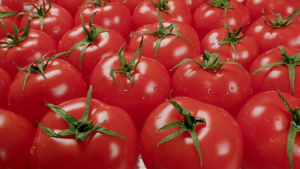 A Beautiful Display of Fresh Red Tomatoes at the Local Market, Full of Vibrant Colors