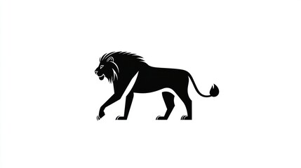 Fototapeta premium Black lion silhouette on white
