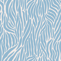 Abstract blue and white pattern resembling organic shapes and flowing lines. The design creates a soothing visual texture, perfect for backgrounds, textiles, and modern art applications.